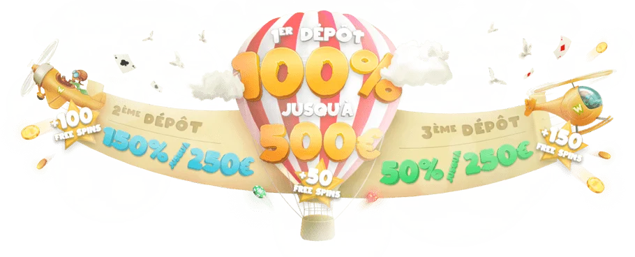 Winoui casino Bonus de bienvenue 1000 euros + 300 tours gratuits.