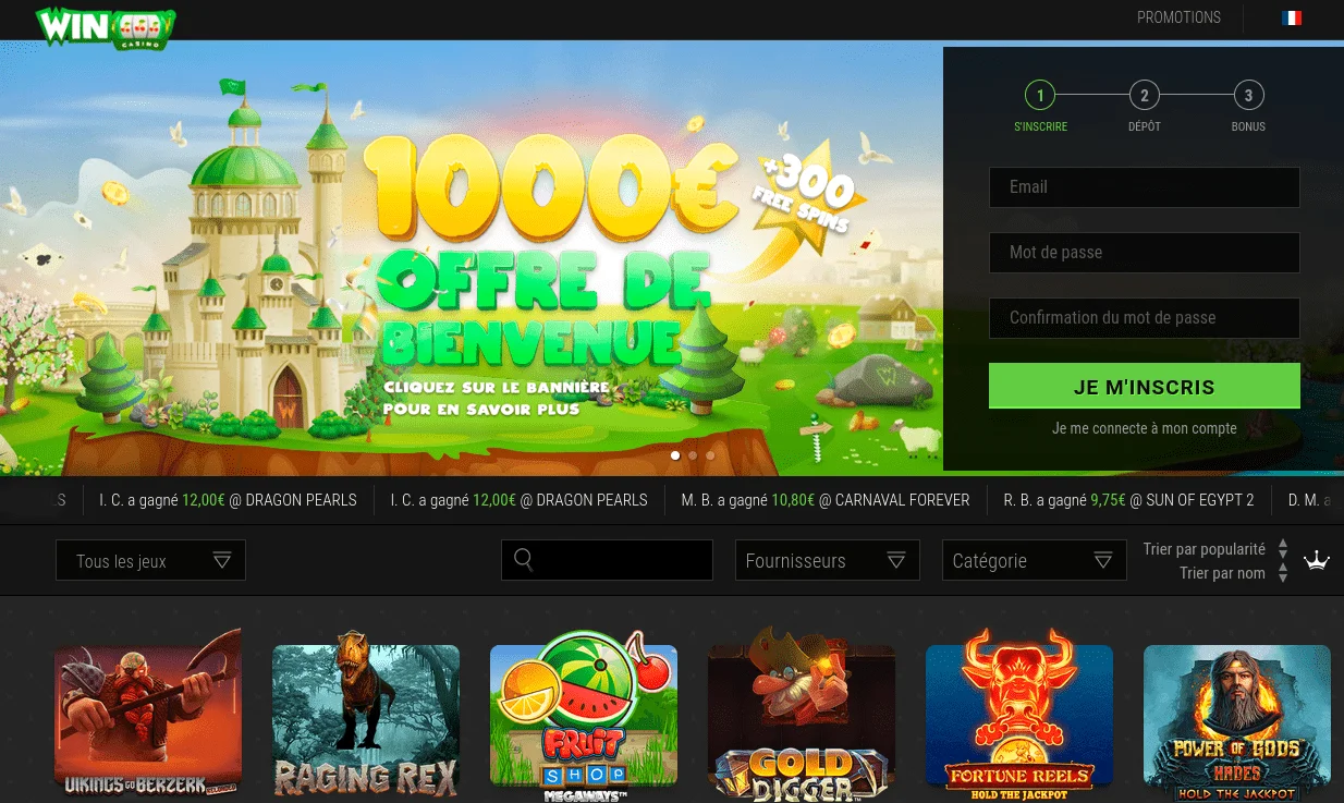 Winoui casino France, aperçu du site web, machines à sous, tournois et bien d'autres choses encore.